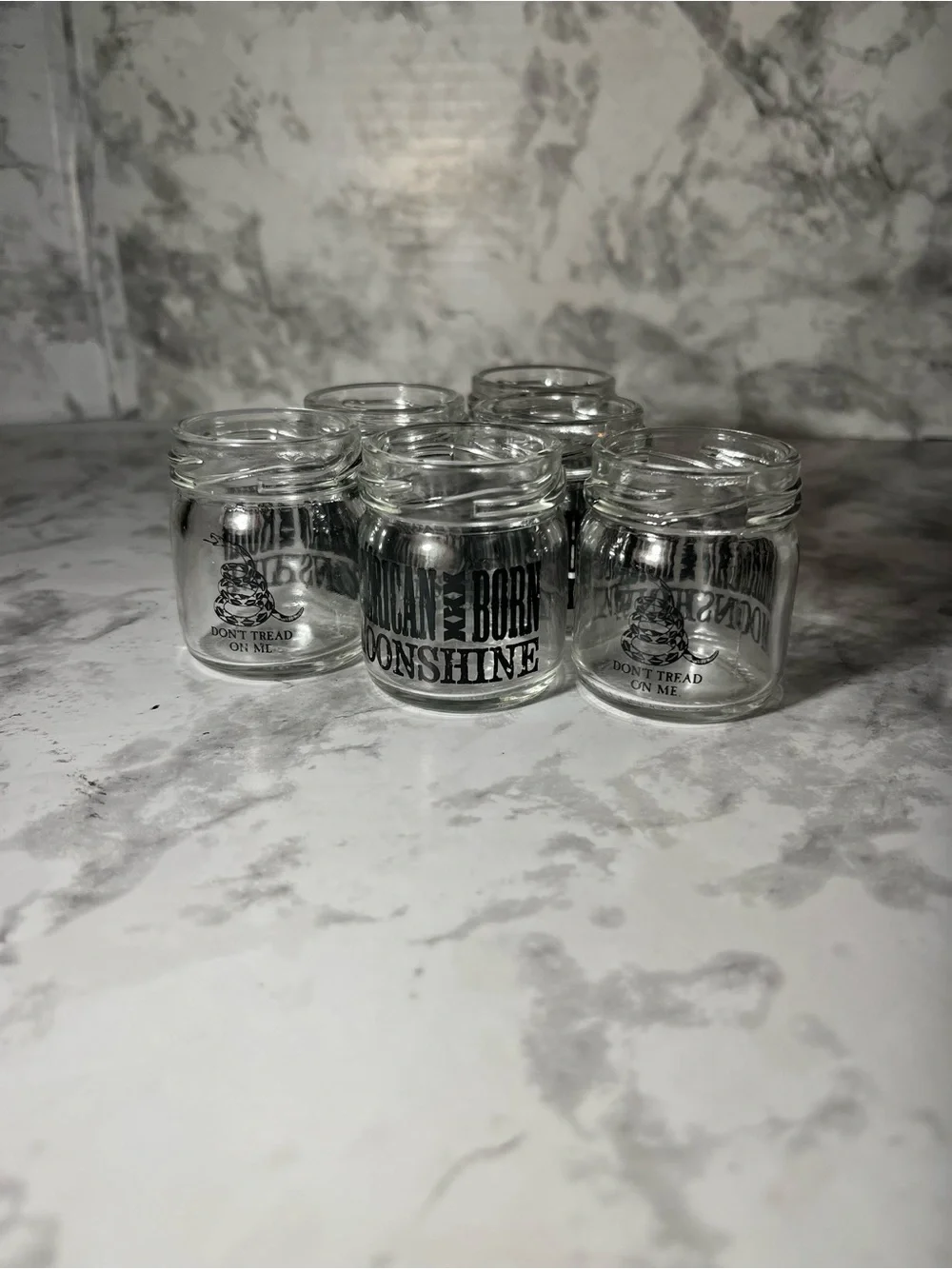 American Born Moonshine Mini Glass Jars Set of 12